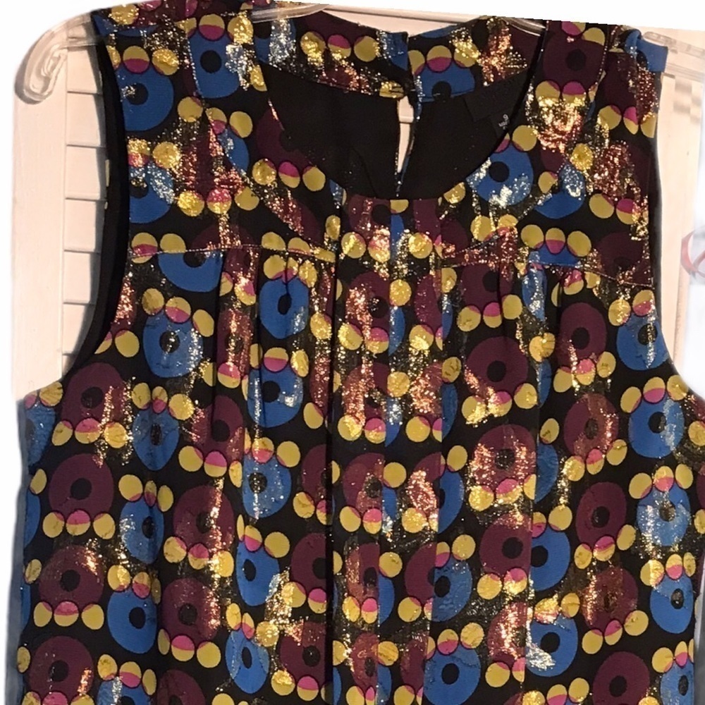 Anna Sui for Target Mod Geometric Metallic Mini Shift Dress Woman’s Size Medium
